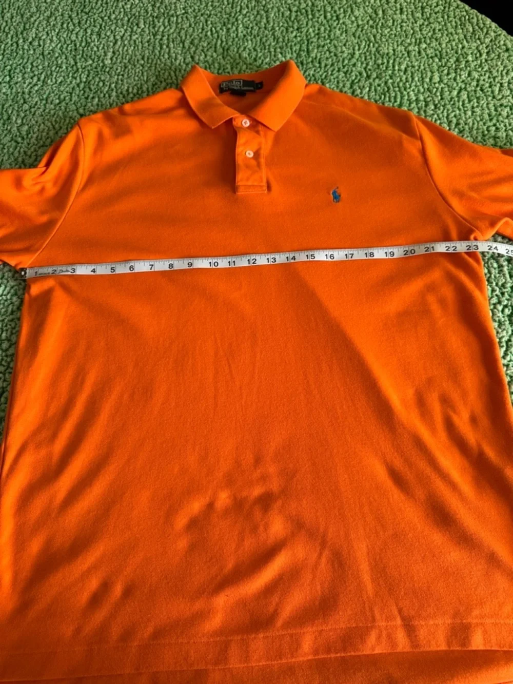 Ralph Lauren Orange Polo with Navy Pony Embroidery Size Large